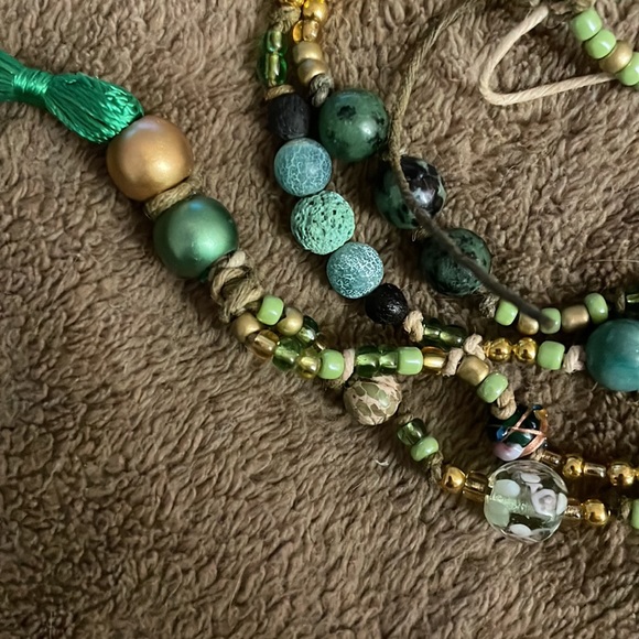Handmade, Artisan, Boho, Upcycled, Hemp Cord, Beaded, Tasseled Necklace - Picture 7 of 8